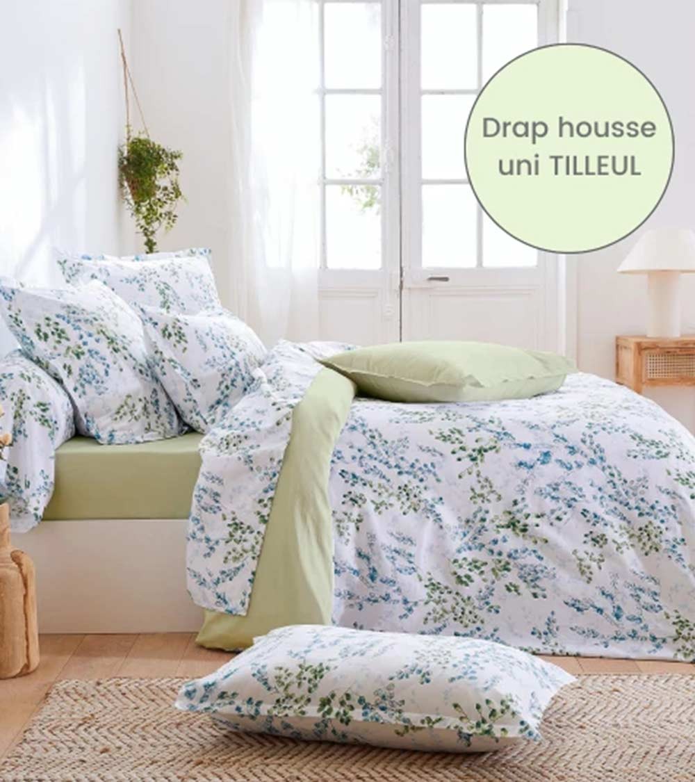 Taie de traversin satin de coton ANGÈLE TILLEUL