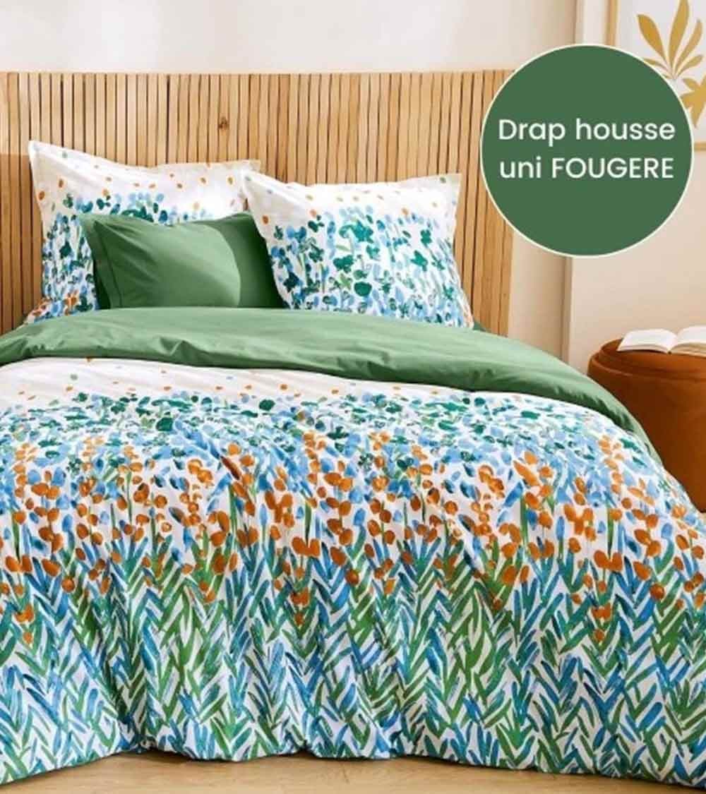 Taie d'Oreiller Coton ÉVASION VERT FOUGÈRE