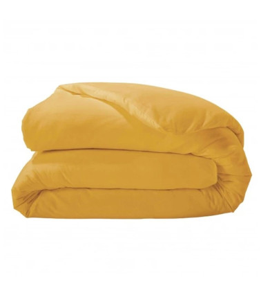 Housse de couette unie coton MOUTARDE
