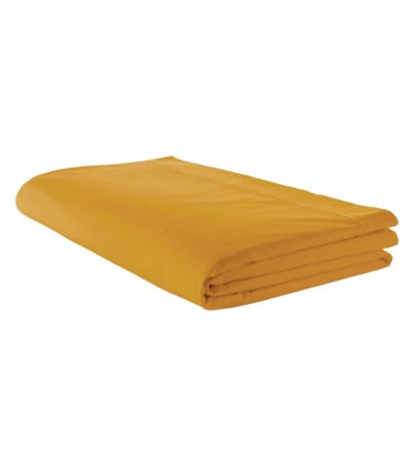 Drap de lit uni coton MOUTARDE