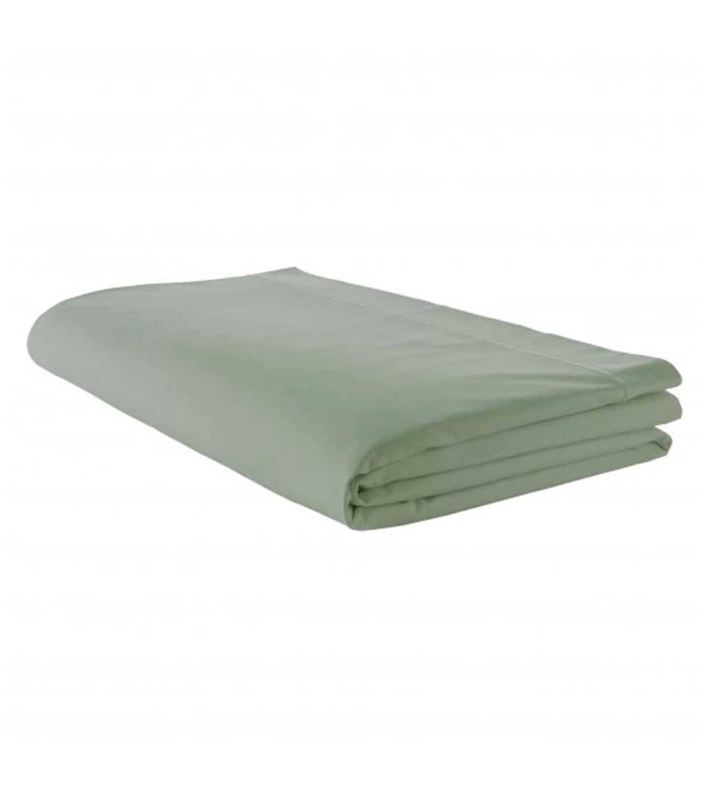 Drap de lit uni en percale de coton SAUGE