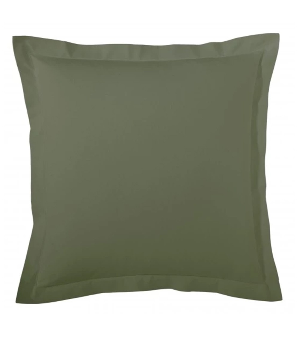 Taie d'oreiller unie en percale de coton KAKI