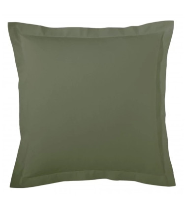 Taie d'oreiller unie en percale de coton KAKI