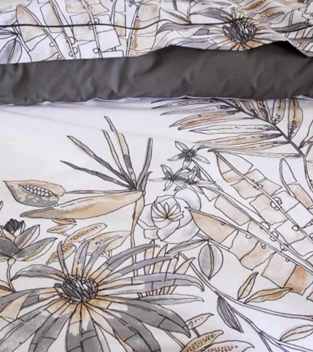 Drap de lit coton SUMATRA FUSAIN