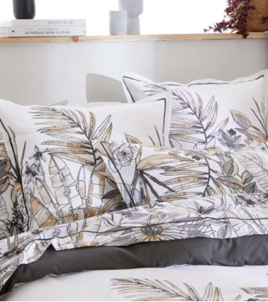 Drap de lit coton SUMATRA FUSAIN