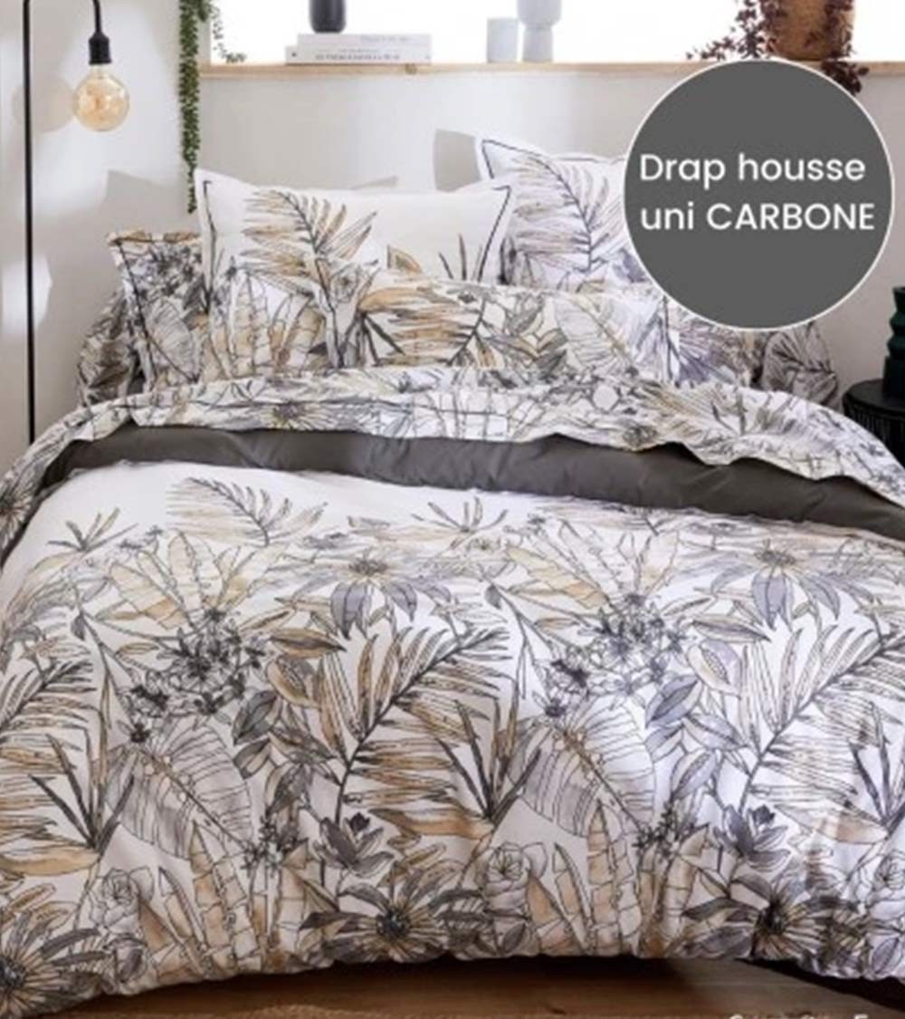 Drap de lit coton SUMATRA FUSAIN