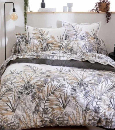 Drap de lit coton SUMATRA FUSAIN