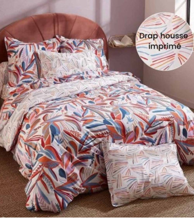 Drap de lit coton PERROQUET SALSA