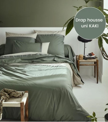 Drap de lit percale de coton NOA KAKI