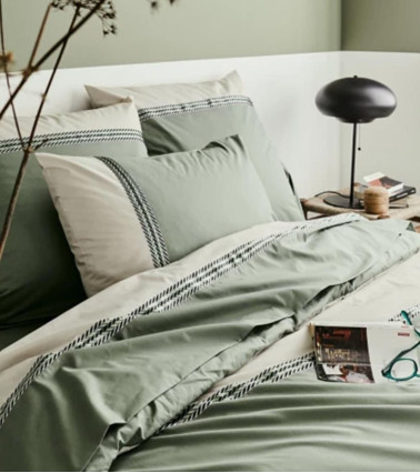 Housse de couette percale de coton NOA KAKI