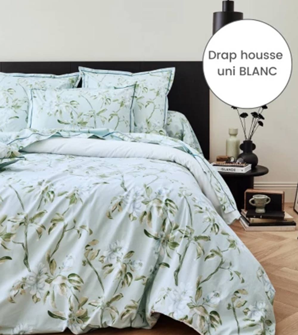 Taie de traversin percale de coton ELENA Nil