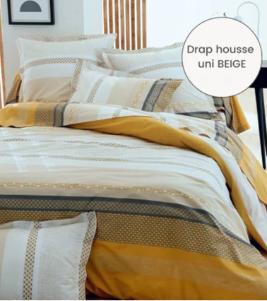 Housse de couette percale de coton MARLOW MIEL