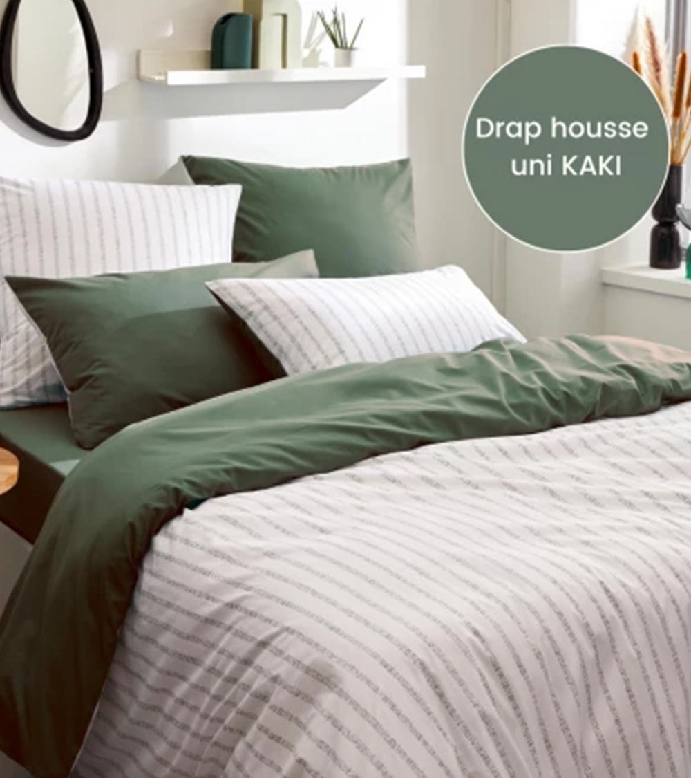 Housse de couette percale de coton GABY KAKI