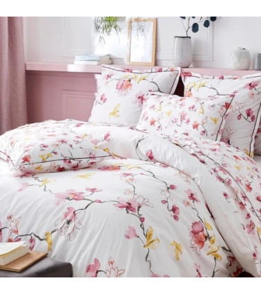 Taie d'oreiller percale de coton ELISA ROSE