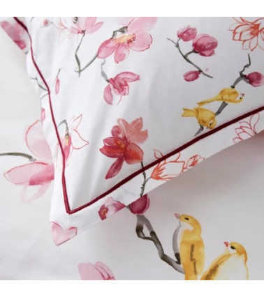 Taie d'oreiller percale de coton ELISA ROSE