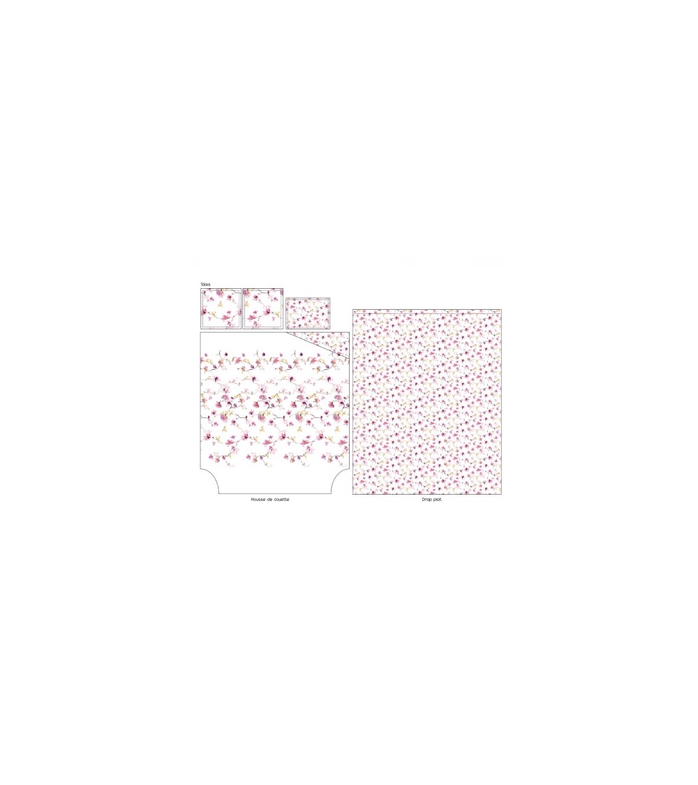 Taie d'oreiller percale de coton ELISA ROSE