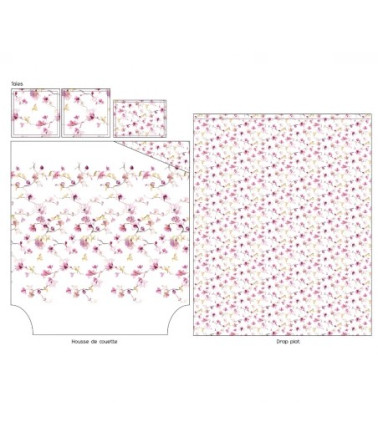 Taie d'oreiller percale de coton ELISA ROSE
