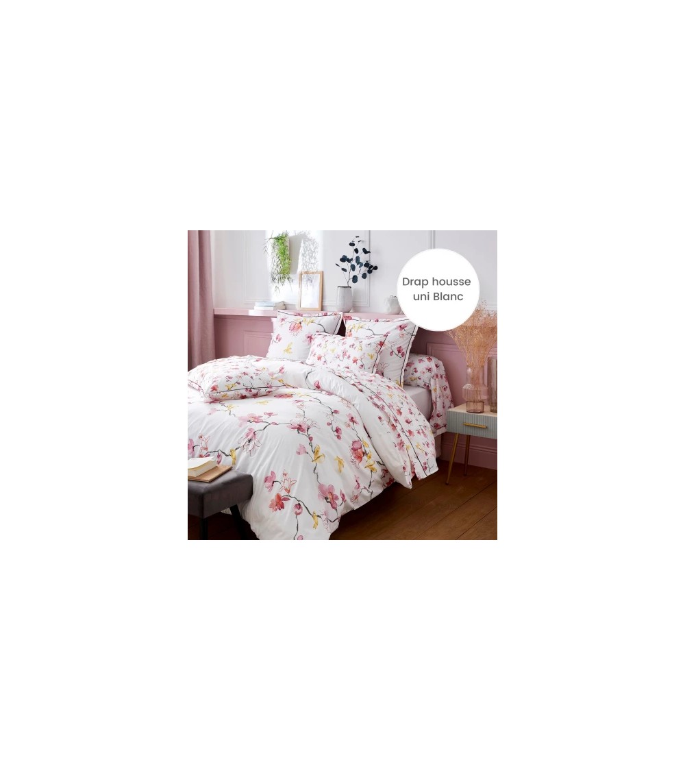 Taie d'oreiller percale de coton ELISA ROSE