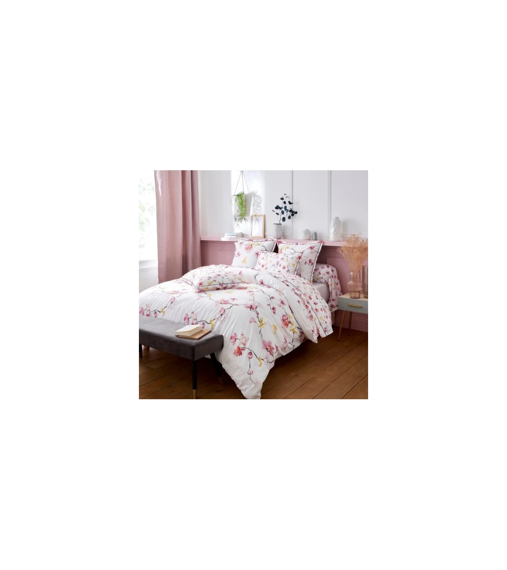 Taie d'oreiller percale de coton ELISA ROSE