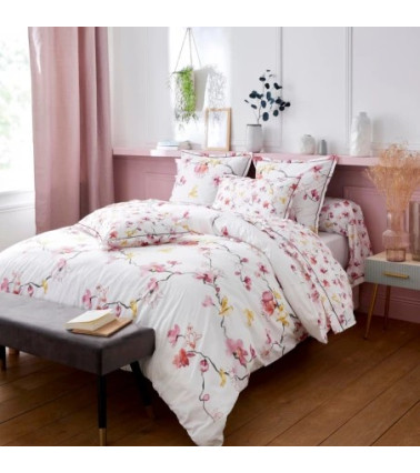 Taie d'oreiller percale de coton ELISA ROSE