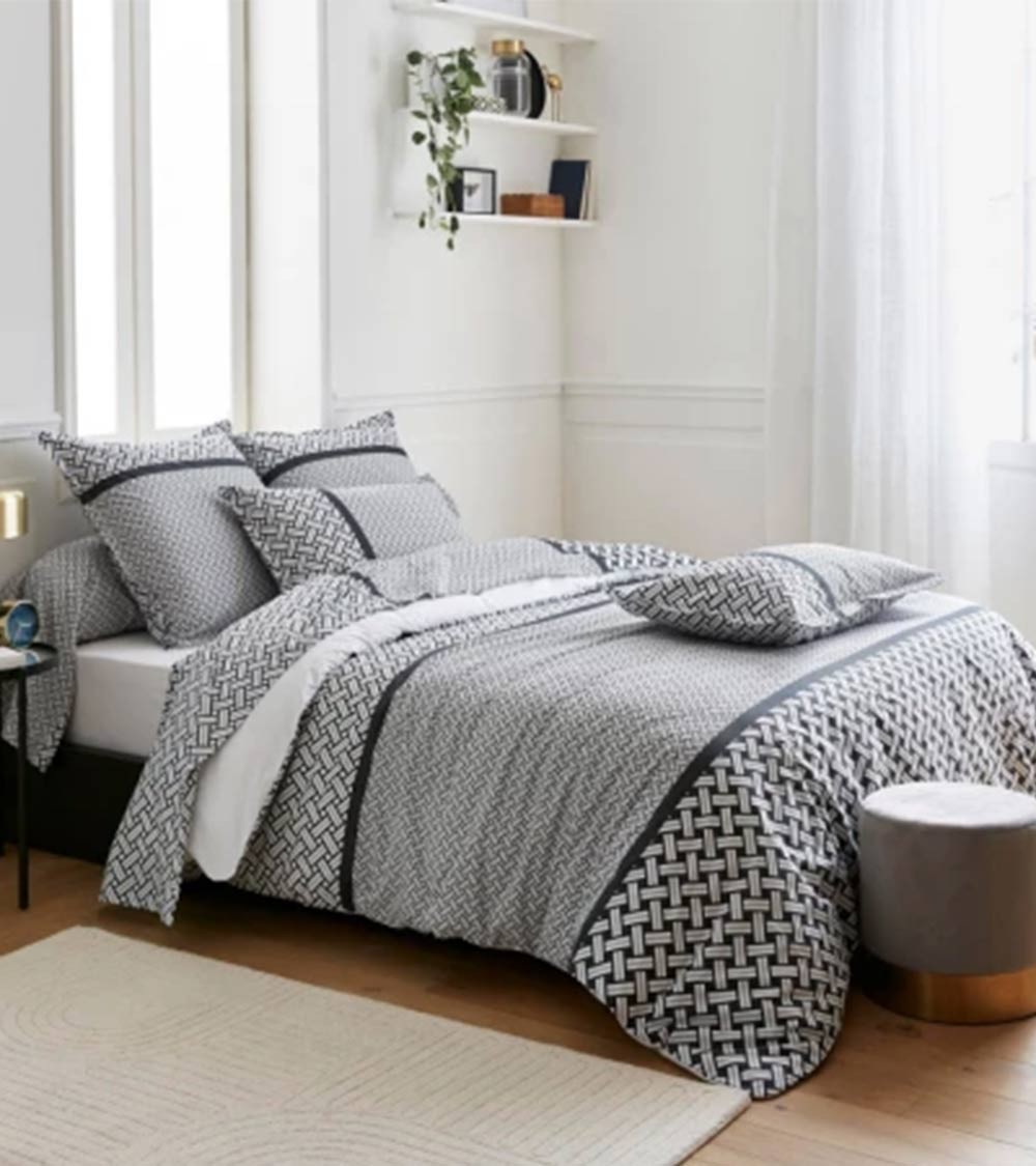 Taie de traversin percale de coton RIVIERA REGLISSE