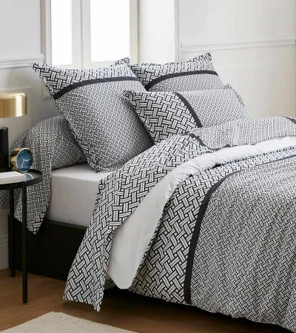 Drap de lit percale de coton RIVIERA REGLISSE