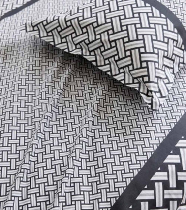 Drap de lit percale de coton RIVIERA REGLISSE