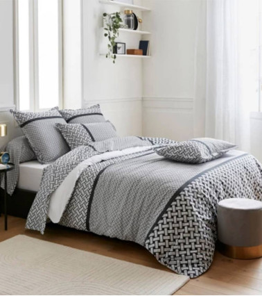 Housse de couette percale de coton RIVIERA REGLISSE