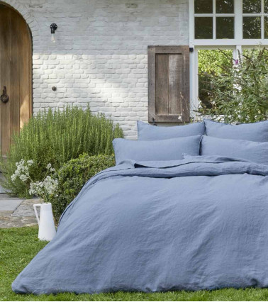 Housse de couette en Lin Cascade Nouvelle Vague - origine France Garantie, couleur bleu Cascade