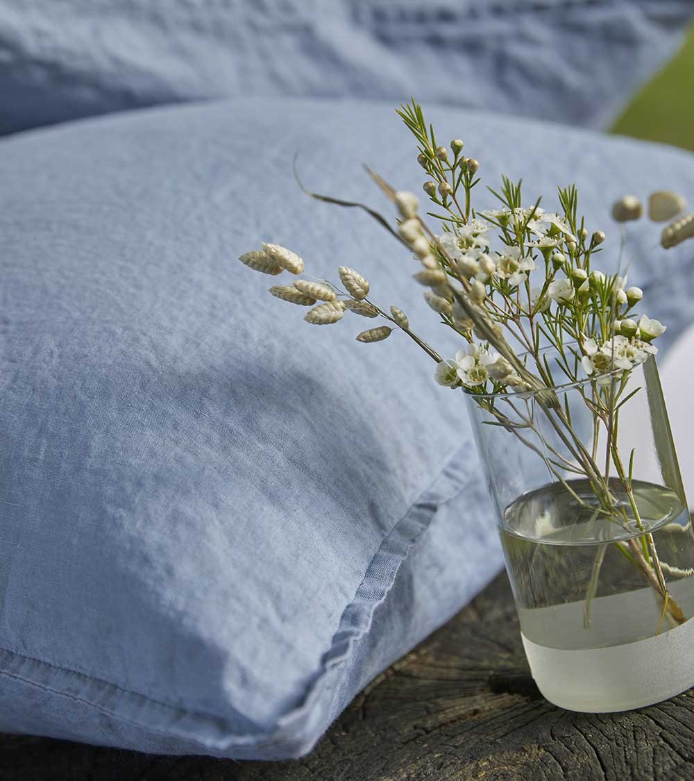 Housse de couette en Lin Cascade Nouvelle Vague - origine France Garantie, couleur bleu Cascade