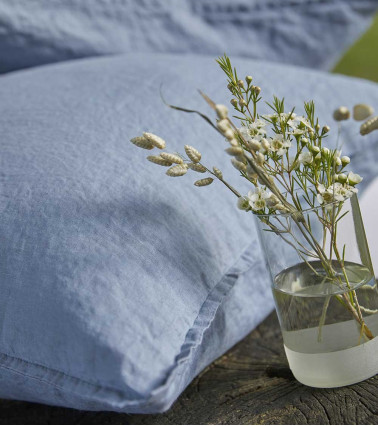 Housse de couette en Lin Cascade Nouvelle Vague - origine France Garantie, couleur bleu Cascade