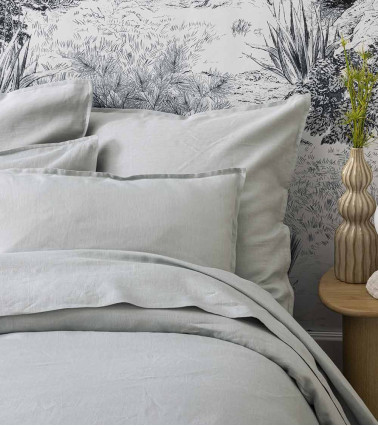 Housse de couette en Lin Eau Nouvelle Vague - origine France Garantie, couleur Gris clair