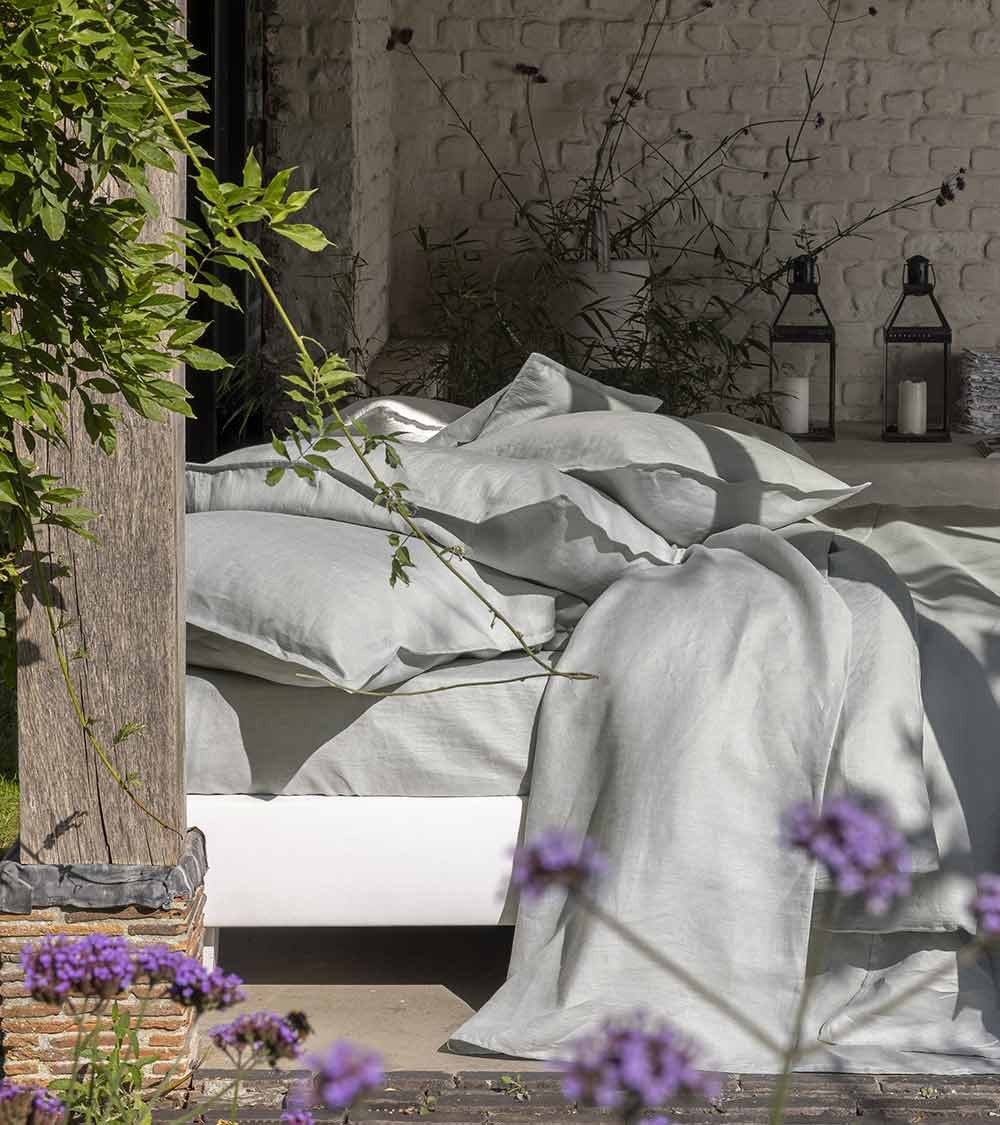 Housse de couette en Lin Eau Nouvelle Vague - origine France Garantie, couleur Gris clair