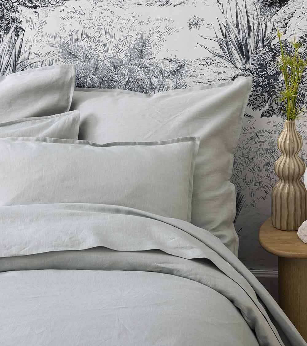 Drap Housse en Lin Eau Nouvelle Vague - Origine France Garantie - Gris clair