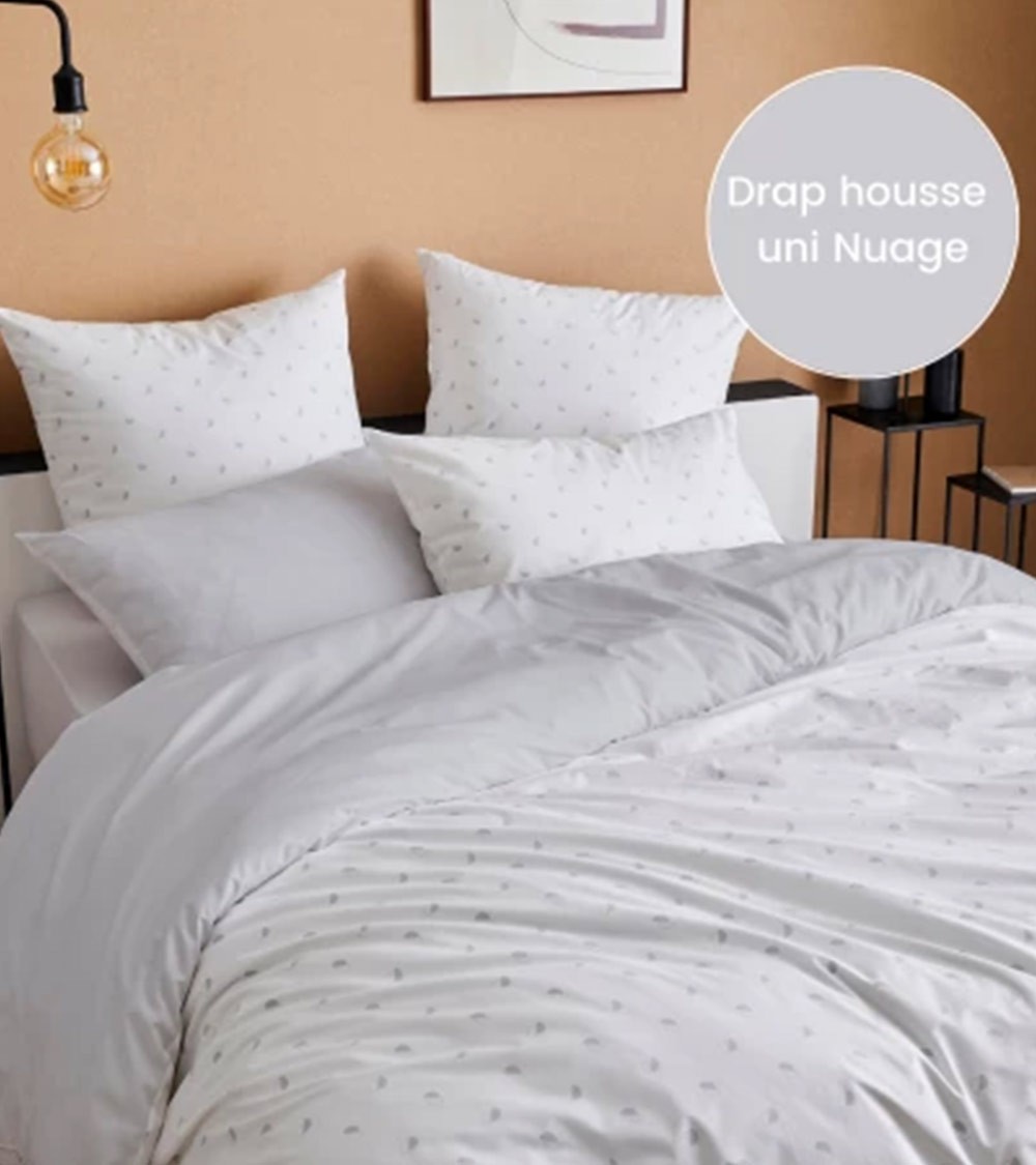 Housse de couette percale de coton ALEX NUAGE