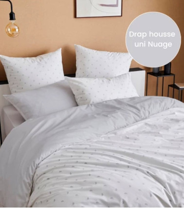 Housse de couette percale de coton ALEX NUAGE