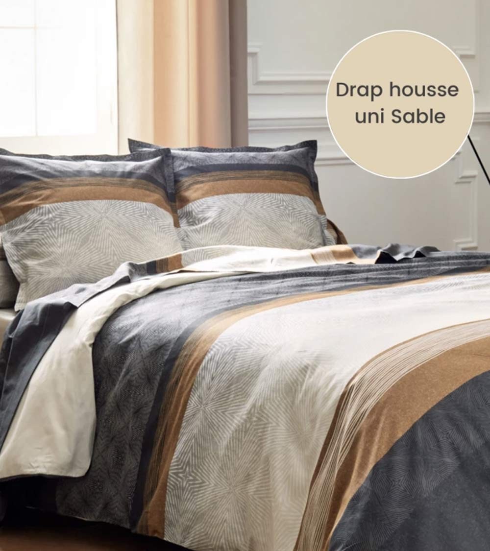 Housse de couette satin de coton TIAGO NOIR