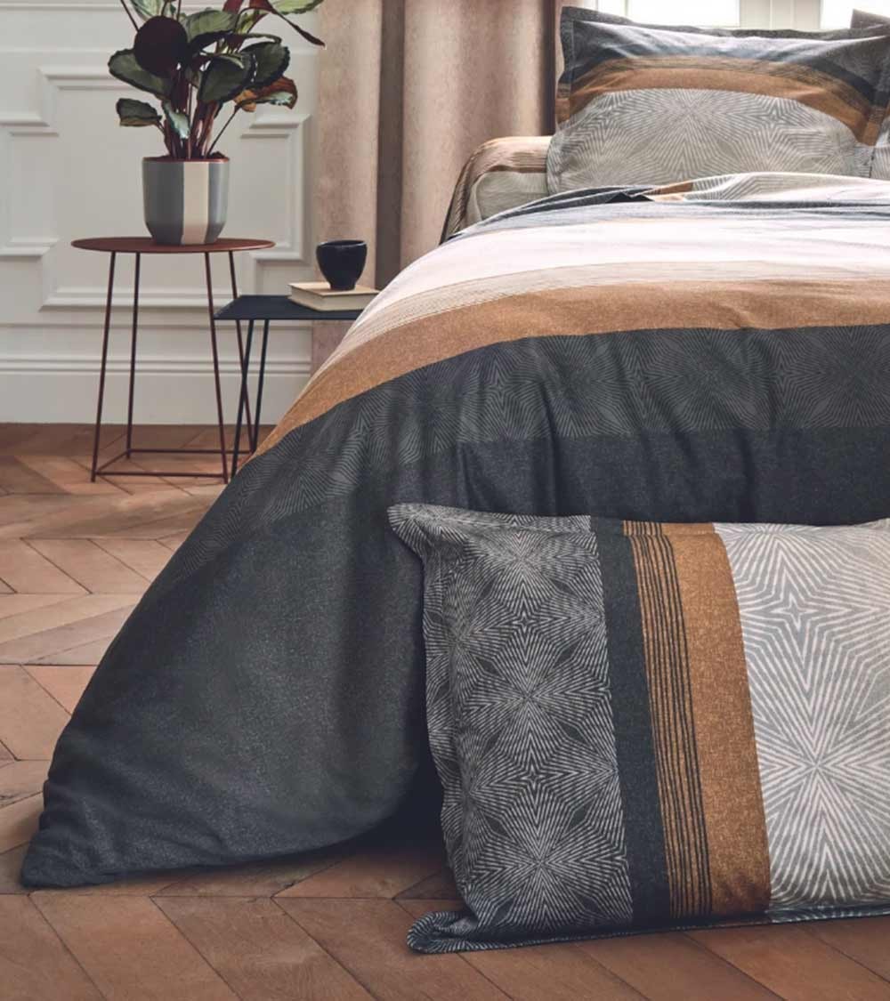 Housse de couette satin de coton TIAGO NOIR