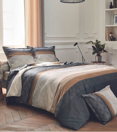 Housse de couette satin de coton TIAGO NOIR