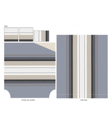 Drap de lit percale de coton MARLOW ACIER