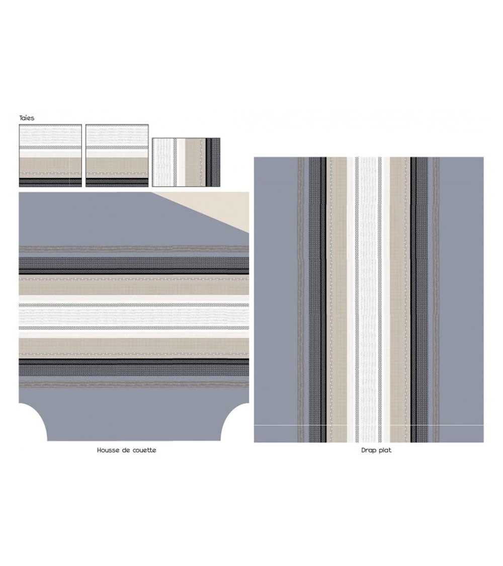 Housse de couette percale de coton MARLOW ACIER