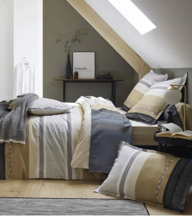 Housse de couette percale de coton MARLOW ACIER