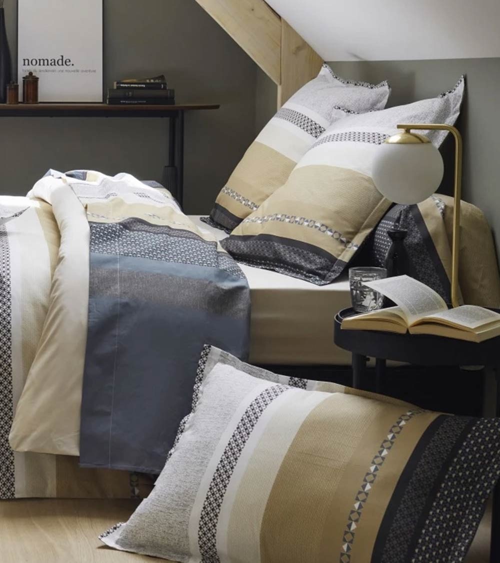 Housse de couette percale de coton MARLOW ACIER