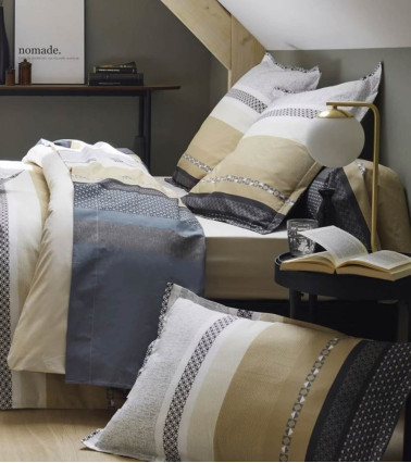 Housse de couette percale de coton MARLOW ACIER