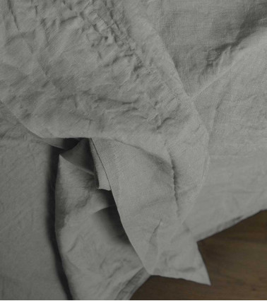 Taie d'oreiller en Lin gris Galet Nouvelle Vague - couleur minérale douce