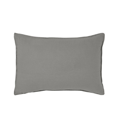 Taie d'oreiller rectangle 50x70 en Lin gris Galet Nouvelle Vague - couleur minérale douce