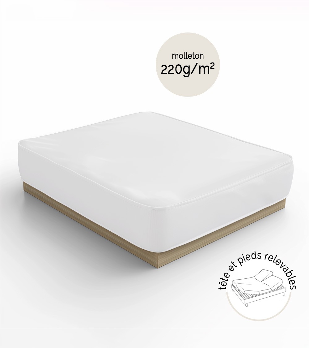 Protège matelas molleton Fabriqué en France offre confort et protection optimale pour vos matelas tête et pieds relevables