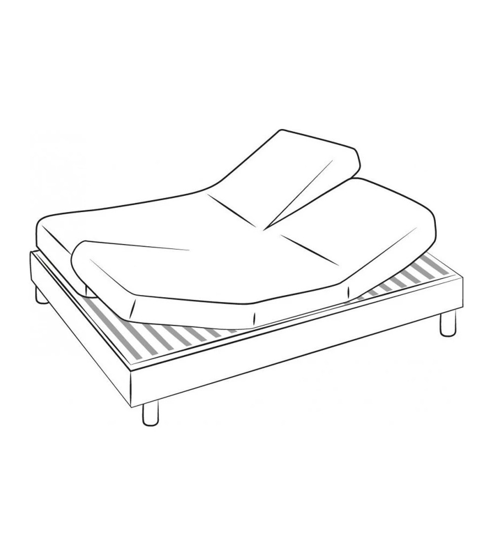 Protège matelas molleton PVC 240gr/m² imperméable, tête et pieds relevables pour lit de relaxation