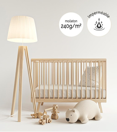 Protège matelas alèse molleton 240gr/m² enduit PVC pour lit bébé 60x120cm, imperméable