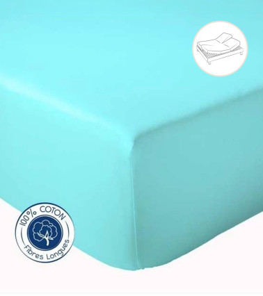 Drap housse uni coton CARAIBES pour lit articulé (tête et pieds relevables)